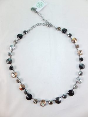 8115PH9 Halskette mit hochwertigen Glaskristallen schwarz-kupfer Mix