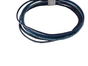 6817CA6blau Leder-Arm-oder Halsband mit hochwertigen Glaskristallen