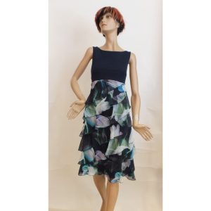 8812SK2 Swing Kleid blau-bunt Gr 34