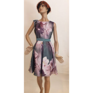 8896SK2 Swing Kleid grün-violett Gr 38-40 u 40-42