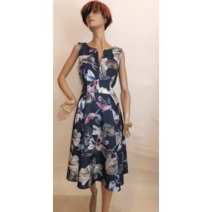 9169SK3 Swing Kleid blau-bunt Gr 38