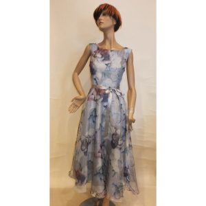 9255SK3 Swing Kleid blau-silber Gr 40