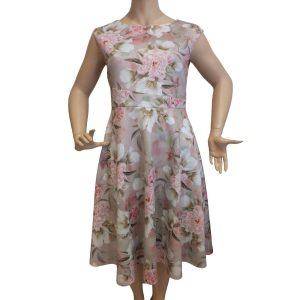 9536SK4 Swing Kleid ausgestellt creme-roe-multi Gr 44