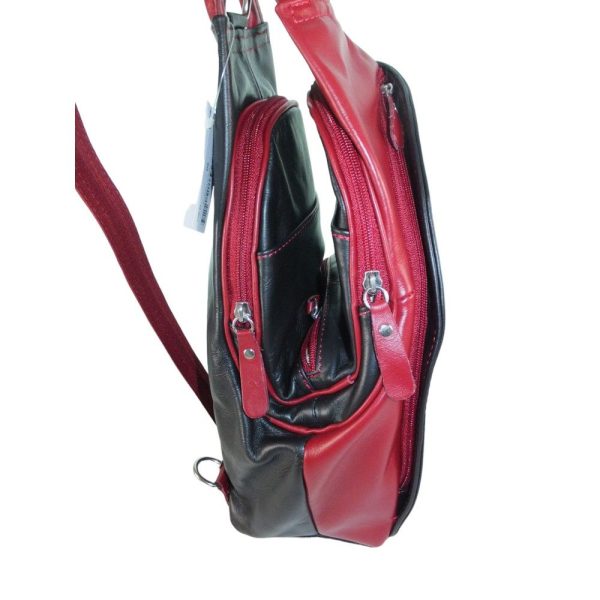 9670OT4 Pavini Leder-Rucksack-Tasche schwarz-rot