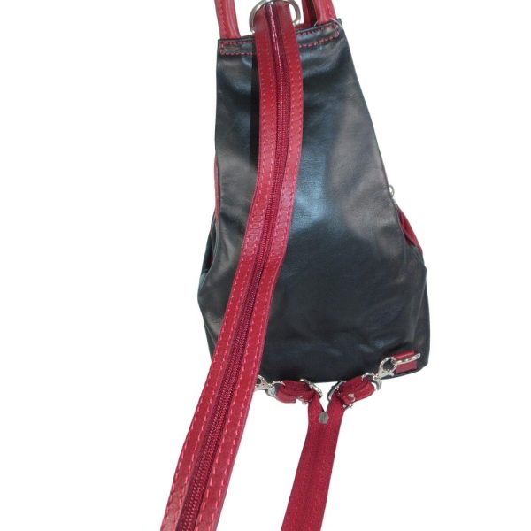 9670OT4 Pavini Leder-Rucksack-Tasche schwarz-rot