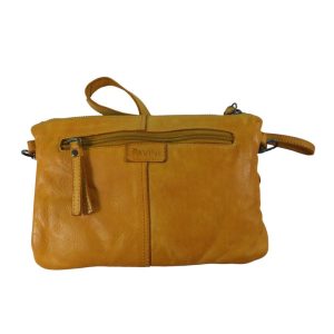 9702OT4 kleine Pavini Leder-Crossovertasche gelb