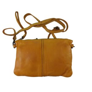 9702OT4 kleine Pavini Leder-Crossovertasche gelb