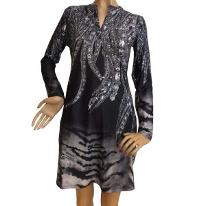 9766MK4 Missy Kleid schwarz-silber Gr 38 u 40