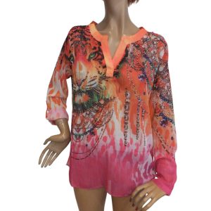 9825MB5 Missy Bluse orange-pink Gr 36,38,40 u 42